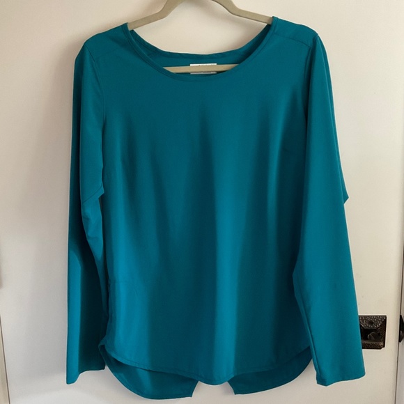 Columbia Teal LS Pullover Sun Shirt-M - Picture 1 of 4